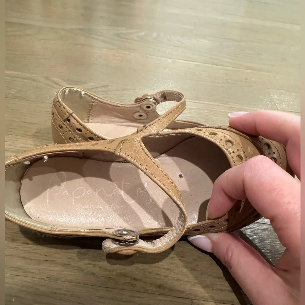 Papanatas Brown Leather Mary Janes Sz 24 Girls | Spanish Wingtip Shoes